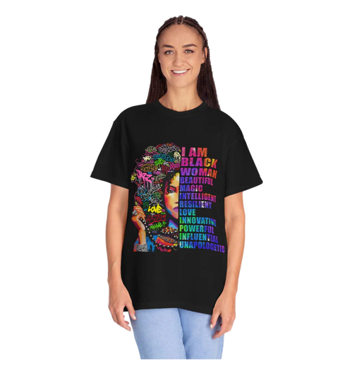 "I Am Black Woman – Empowerment Art Tee"